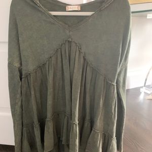 Altar’d State Olive Green Hooded Long Sleeve Top